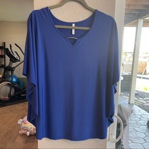 Passport blue butterfly short sleeves soft Blouse. Size Medium